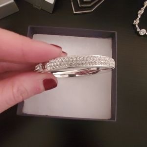 Silver diamond bangle